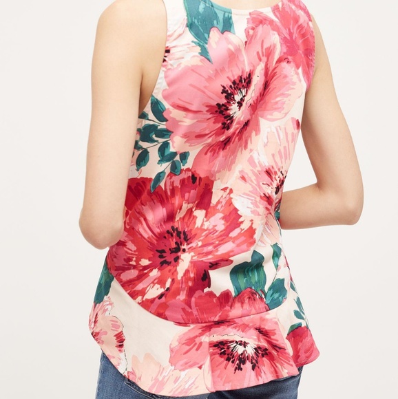 Anthropologie Posie Peplum Tank Paper Crown Floral NWT V Neck - Picture 2 of 4